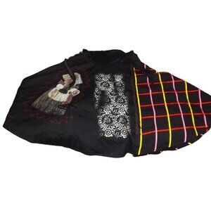 Save The Queen Black/Multi-Color Asymmetrical Skirt XL Lace & Pattern Design New